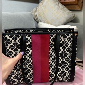 Kate Spade Black and Pink Floral Tote with matching wallet